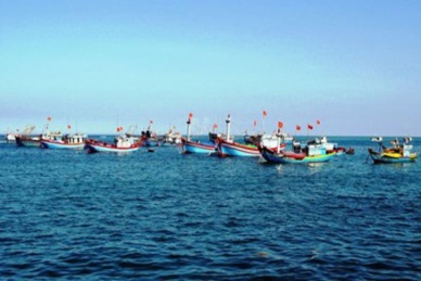 Vietnam marine product companies simultaneously hang the board of commitments to combating IUU fishing