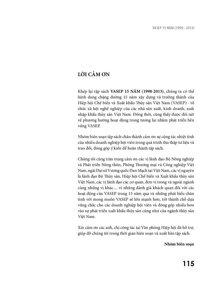 Sách ảnh VASEP 15 năm